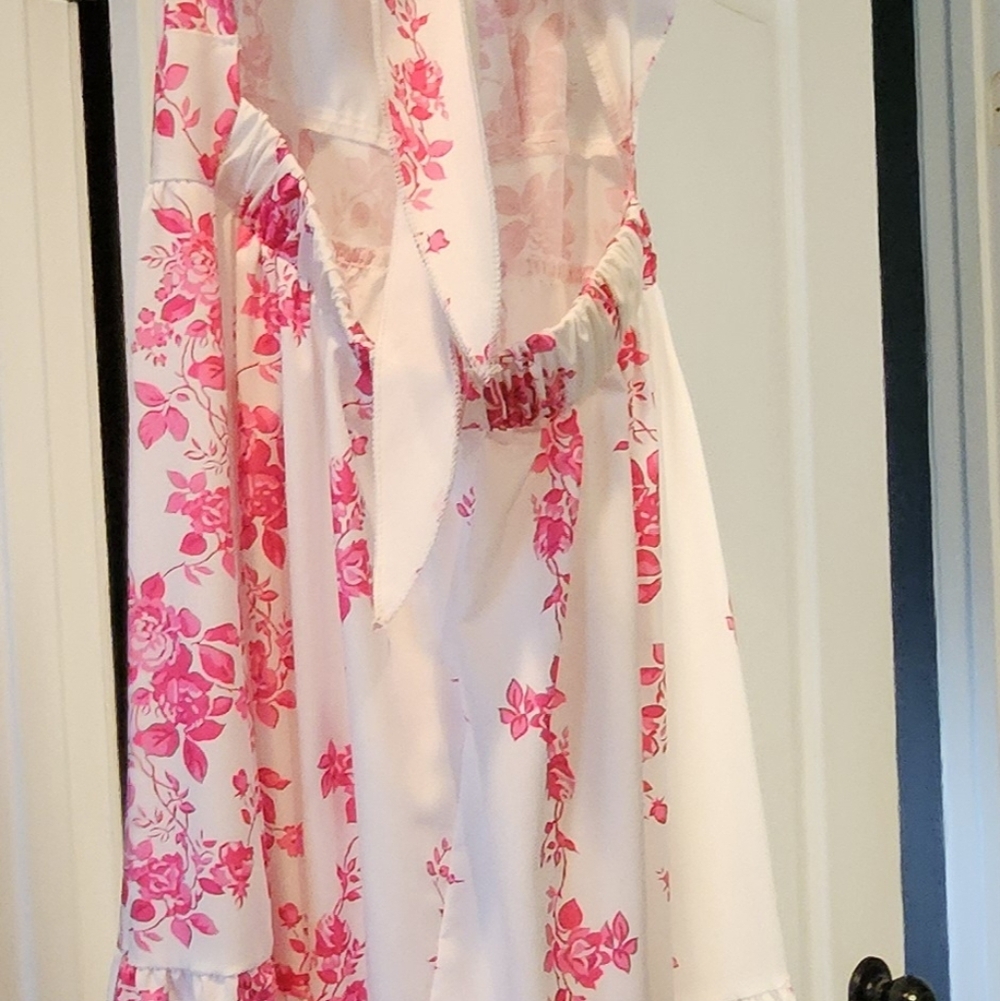 Floral Pink and White Women's Dress - Picture 2 of 2